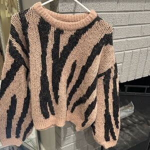 Vero Moda Zebra Pattern Sweater - Black and Tan